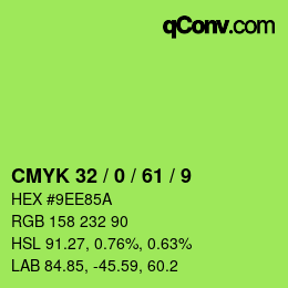 カラーコード: CMYK 32 / 0 / 61 / 9 | qconv.com