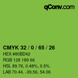 Color code: CMYK 32 / 0 / 65 / 26 | qconv.com