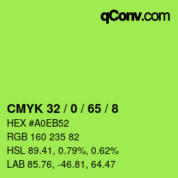 カラーコード: CMYK 32 / 0 / 65 / 8 | qconv.com