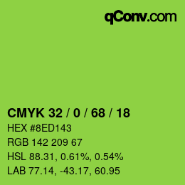 カラーコード: CMYK 32 / 0 / 68 / 18 | qconv.com