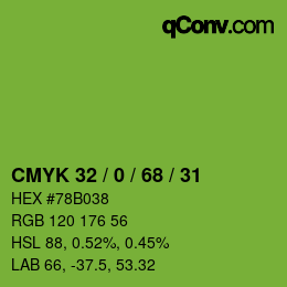 Color code: CMYK 32 / 0 / 68 / 31 | qconv.com