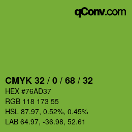 Color code: CMYK 32 / 0 / 68 / 32 | qconv.com