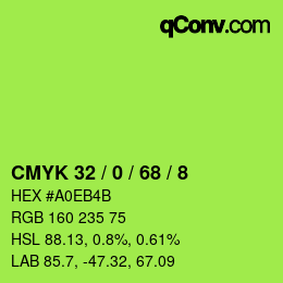 カラーコード: CMYK 32 / 0 / 68 / 8 | qconv.com