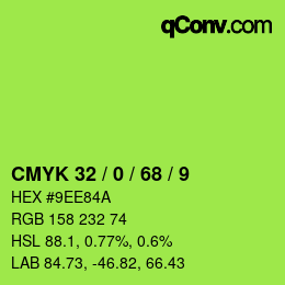 颜色代码: CMYK 32 / 0 / 68 / 9 | qconv.com