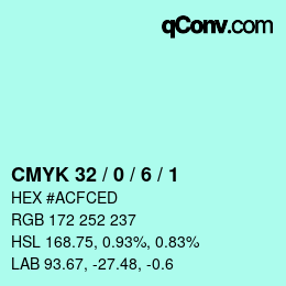 Color code: CMYK 32 / 0 / 6 / 1 | qconv.com