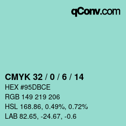 Color code: CMYK 32 / 0 / 6 / 14 | qconv.com