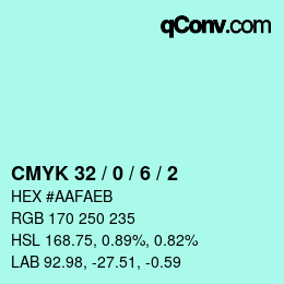 Color code: CMYK 32 / 0 / 6 / 2 | qconv.com