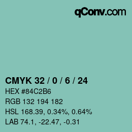 颜色代码: CMYK 32 / 0 / 6 / 24 | qconv.com