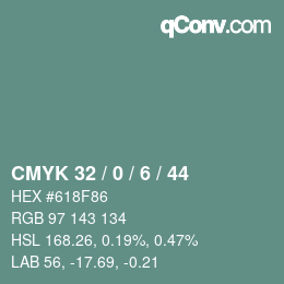 Color code: CMYK 32 / 0 / 6 / 44 | qconv.com