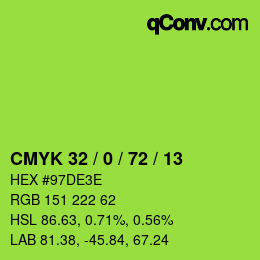 カラーコード: CMYK 32 / 0 / 72 / 13 | qconv.com
