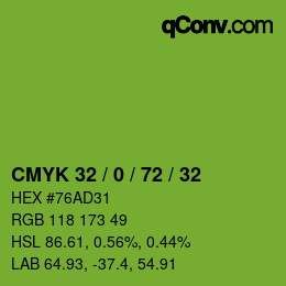 Color code: CMYK 32 / 0 / 72 / 32 | qconv.com