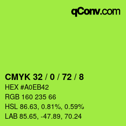 カラーコード: CMYK 32 / 0 / 72 / 8 | qconv.com