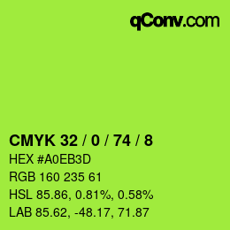 カラーコード: CMYK 32 / 0 / 74 / 8 | qconv.com