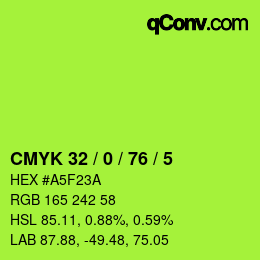 Color code: CMYK 32 / 0 / 76 / 5 | qconv.com