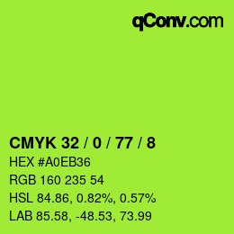 Color code: CMYK 32 / 0 / 77 / 8 | qconv.com