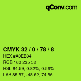 カラーコード: CMYK 32 / 0 / 78 / 8 | qconv.com