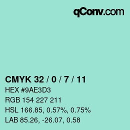 Color code: CMYK 32 / 0 / 7 / 11 | qconv.com