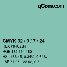Color code: CMYK 32 / 0 / 7 / 24 | qconv.com