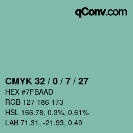 Color code: CMYK 32 / 0 / 7 / 27 | qconv.com