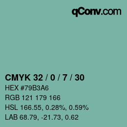 Código de color: CMYK 32 / 0 / 7 / 30 | qconv.com