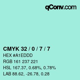 カラーコード: CMYK 32 / 0 / 7 / 7 | qconv.com