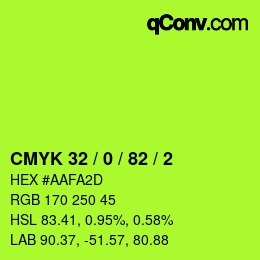 カラーコード: CMYK 32 / 0 / 82 / 2 | qconv.com