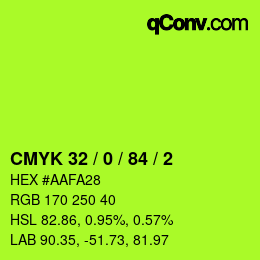 颜色代码: CMYK 32 / 0 / 84 / 2 | qconv.com