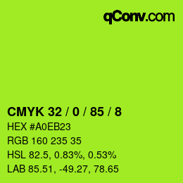 Farbcode: CMYK 32 / 0 / 85 / 8 | qconv.com