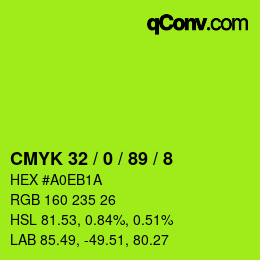 Color code: CMYK 32 / 0 / 89 / 8 | qconv.com