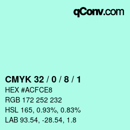 Color code: CMYK 32 / 0 / 8 / 1 | qconv.com