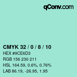 カラーコード: CMYK 32 / 0 / 8 / 10 | qconv.com