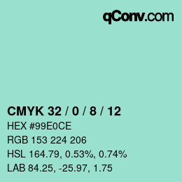 Color code: CMYK 32 / 0 / 8 / 12 | qconv.com