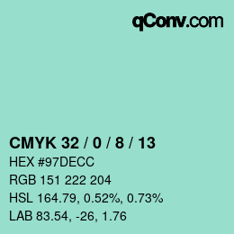 颜色代码: CMYK 32 / 0 / 8 / 13 | qconv.com