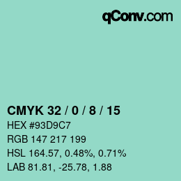 Color code: CMYK 32 / 0 / 8 / 15 | qconv.com