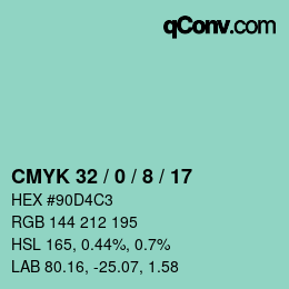 Color code: CMYK 32 / 0 / 8 / 17 | qconv.com