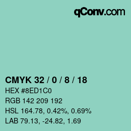 Color code: CMYK 32 / 0 / 8 / 18 | qconv.com