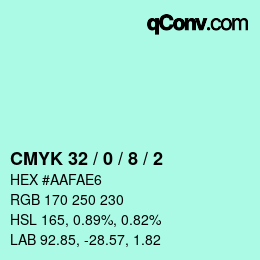 Color code: CMYK 32 / 0 / 8 / 2 | qconv.com