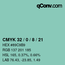 カラーコード: CMYK 32 / 0 / 8 / 21 | qconv.com