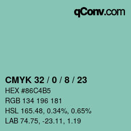 Color code: CMYK 32 / 0 / 8 / 23 | qconv.com