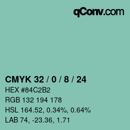 カラーコード: CMYK 32 / 0 / 8 / 24 | qconv.com