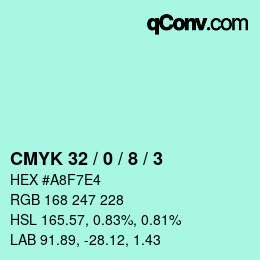 カラーコード: CMYK 32 / 0 / 8 / 3 | qconv.com