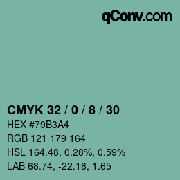 Color code: CMYK 32 / 0 / 8 / 30 | qconv.com