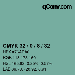 Farbcode: CMYK 32 / 0 / 8 / 32 | qconv.com