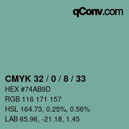 カラーコード: CMYK 32 / 0 / 8 / 33 | qconv.com