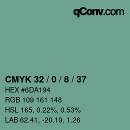 カラーコード: CMYK 32 / 0 / 8 / 37 | qconv.com