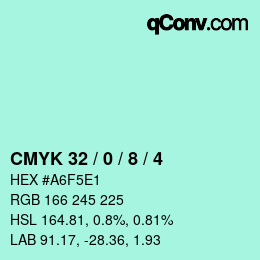 Color code: CMYK 32 / 0 / 8 / 4 | qconv.com