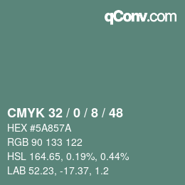Color code: CMYK 32 / 0 / 8 / 48 | qconv.com