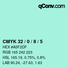 カラーコード: CMYK 32 / 0 / 8 / 5 | qconv.com