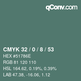 颜色代码: CMYK 32 / 0 / 8 / 53 | qconv.com