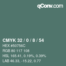 Color code: CMYK 32 / 0 / 8 / 54 | qconv.com